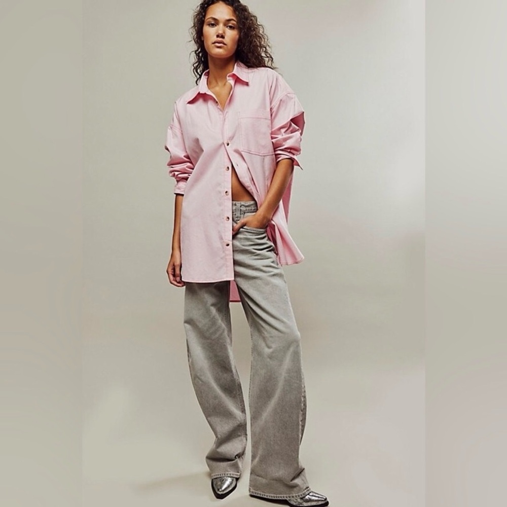 We The Free Pink Button Down Shirt